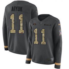 Nike San Francisco 49ers #11 Brandon Aiyuk Anthracite Salute to Service Womens Stitched NFL Limited Therma Long Sleeve Jersey