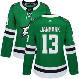 Adidas Dallas Stars #13 Mattias Janmark Green Home Authentic Womens Stitched NHL Jersey