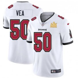 Tampa Bay Buccaneers #50 Vita Vea Mens Super Bowl LV Champions Patch Nike White Vapor Limited Jersey