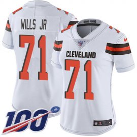Nike Cleveland Browns #71 Jedrick Wills JR White Womens Stitched NFL 100th Season Vapor Untouchable Limited Jersey