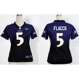 Nike Baltimore Ravens #5 Joe Flacco Purple/Black Womens Stitched NFL Elite Fadeaway Fashion Jersey
