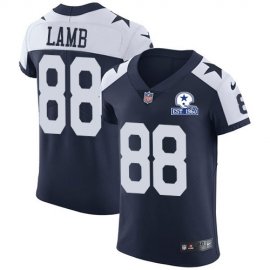 Nike Dallas Cowboys #88 CeeDee Lamb Navy Blue Thanksgiving Mens Stitched With Established In 1960 Patch NFL Vapor Untouchable Throwback Elite Jersey