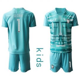 France #1 Lloris Light Blue Goalkeeper Kid Soccer Country Jersey