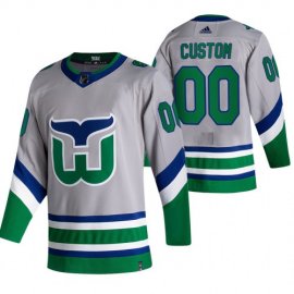 Carolina Hurricanes Custom Grey Mens Adidas 2020-21 Reverse Retro Alternate NHL Jersey