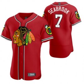 Chicago Blackhawks #7 Brent Seabrook Mens 2020 NHL x MLB Crossover Edition Baseball Jersey Red