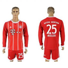 Bayern Munchen #25 Muller Home Long Sleeves Soccer Club Jersey