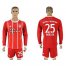 Bayern Munchen #25 Muller Home Long Sleeves Soccer Club Jersey