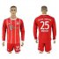 Bayern Munchen #25 Muller Home Long Sleeves Soccer Club Jersey