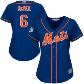 New York Mets #6 Jeff McNeil Blue Alternate Womens Stitched MLB Jersey