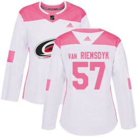 Adidas Carolina Hurricanes #57 Trevor Van Riemsdyk White/Pink Authentic Fashion Womens Stitched NHL Jersey