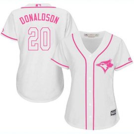 Toronto Blue Jays #20 Josh Donaldson White/Pink Fashion Womens Stitched MLB Jersey