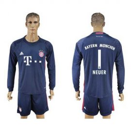 Bayern Munchen #1 Neuer Dark Blue Goalkeeper Long Sleeves Soccer Club Jersey