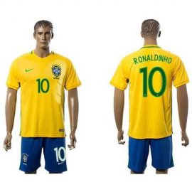 Brazil #10 Ronaldinho Home Soccer Country Jersey