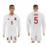 Spain #5 Sergio White Away Long Sleeves Soccer Country Jersey