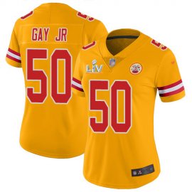 Nike Kansas City Chiefs #50 Willie Gay Jr. Gold Womens Super Bowl LV Bound Stitched NFL Limited Inverted Legend Jersey