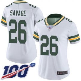 Nike Green Bay Packers #26 Darnell Savage White Womens Stitched NFL 100th Season Vapor Limited Jersey