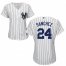 New York Yankees #24 Gary Sanchez White Strip Womens Home Stitched MLB Jersey