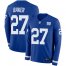 Nike New York Giants #27 Deandre Baker Royal Blue Team Color Mens Stitched NFL Limited Therma Long Sleeve Jersey
