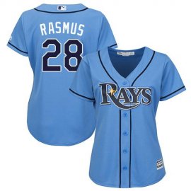 Tampa Bay Rays #28 Colby Rasmus Light Blue Alternate Womens Stitched MLB Jersey