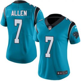 Nike Carolina Panthers #7 Kyle Allen Blue Womens Stitched NFL Limited Rush Jersey