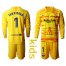 Barcelona #1 Ter Stegen Yellow Goalkeeper Long Sleeves Kid Soccer Club Jersey