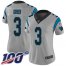 Nike Carolina Panthers #3 Will Grier Silver Womens Stitched NFL Limited Inverted Legend 100th Season Jersey
