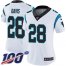 Nike Carolina Panthers #28 Mike Davis White Womens Stitched NFL 100th Season Vapor Untouchable Limited Jersey