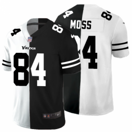 Minnesota Minnesota Vikings #84 Randy Moss Mens Black V White Peace Split Nike Vapor Untouchable Limited NFL Jersey