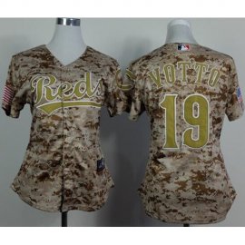 Cincinnati Reds #19 Joey Votto Camo Womens Alternate Cool Base Stitched MLB Jersey