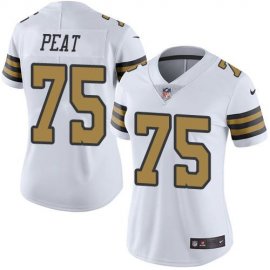 Nike New Orleans Saints #75 Andrus Peat White Womens Stitched NFL Limited Rush Jersey
