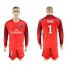 Paris Saint-Germain #1 Trapp Red Long Sleeves Soccer Club Jersey