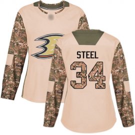 Adidas Anaheim Ducks #34 Sam Steel Camo Authentic 2017 Veterans Day Womens Stitched NHL Jersey