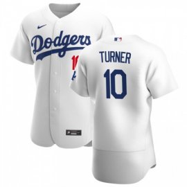 Los Angeles Dodgers #10 Justin Turner Mens Nike White Home 2020 Authentic Player MLB Jersey