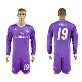 Real Madrid #19 Modric Away Long Sleeves Soccer Club Jersey