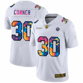 Pittsburgh Steelers #30 James Conner Mens White Nike Multi-Color 2020 NFL Crucial Catch Limited NFL Jersey