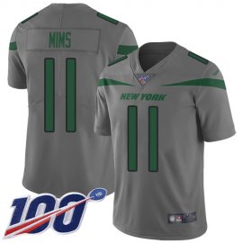 Nike New York Jets #11 Denzel Mim Gray Mens Stitched NFL Limited Inverted Legend 100th Season Jersey
