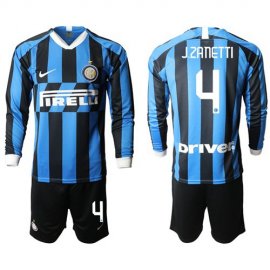 Inter Milan #4 J.Zanetti Home Long Sleeves Soccer Club Jersey