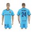 Barcelona #24 Mathieu Away Soccer Club Jersey