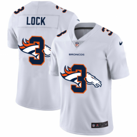 Denver Broncos #3 Drew Lock White Mens Nike Team Logo Dual Overlap Limited NFL Jersey