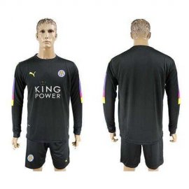 Leicester City Blank Black Goalkeeper Long Sleeves Soccer Club Jersey