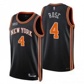 New York New York Knicks #4 Derrick Rose Mens Nike Black 2021/22 Swingman NBA Jersey – City Edition Mens