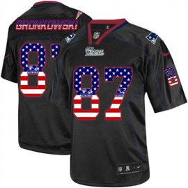 Nike New England Patriots #87 Rob Gronkowski Black Mens Stitched NFL Elite USA Flag Fashion Jersey