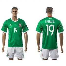 Mexico #19 O.Peralta Green Home Soccer Country Jersey