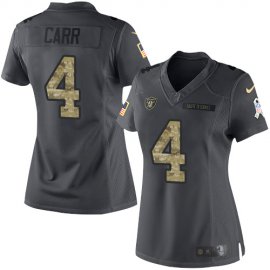 Nike Las Vegas Raiders #4 Derek Carr Black Womens Stitched NFL Limited 2016 Salute to Service Jersey