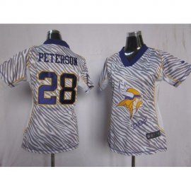 Nike Minnesota Vikings #28 Adrian Peterson Zebra Womens Stitched NFL Elite Jersey