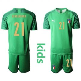 Italy #21 Donnarumma Green Goalkeeper Kid Soccer Country Jersey