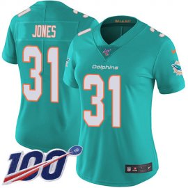 Nike Miami Dolphins #31 Byron Jones Aqua Green Team Color Womens Stitched NFL 100th Season Vapor Untouchable Limited Jersey