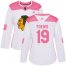 Adidas Chicago Blackhawks #19 Jonathan Toews White/Pink Authentic Fashion Womens Stitched NHL Jersey