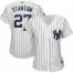 New York Yankees #27 Giancarlo Stanton Majestic Womens 2019 Postseason Official Cool Base Player Jersey White Navy