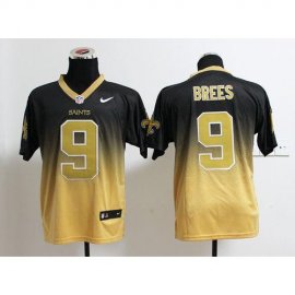Nike New Orleans Saints #9 Drew Brees Black/Gold Mens Stitched NFL Elite Fadeaway Fashion Jersey